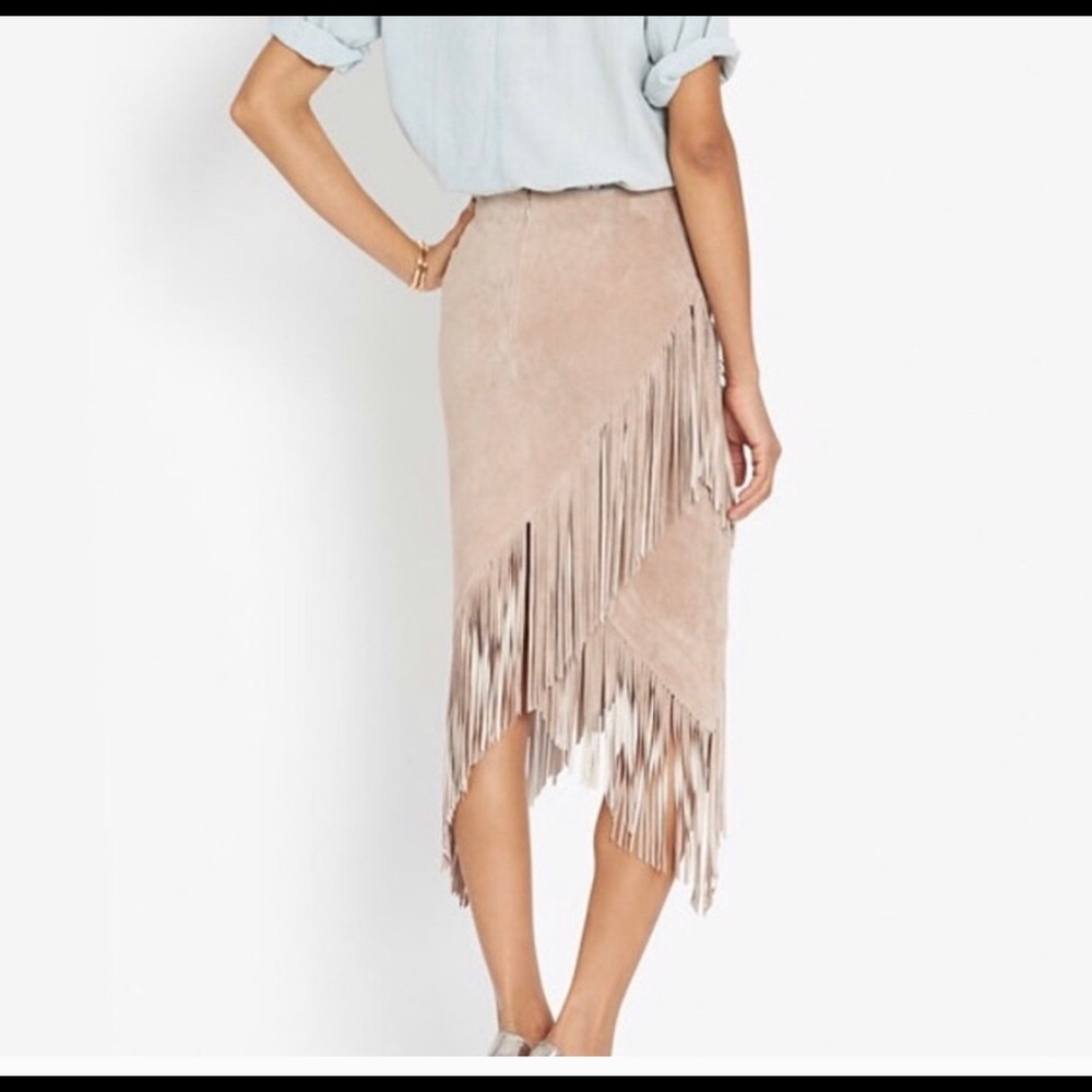 Real suede fringe midi skirt size L - intermix